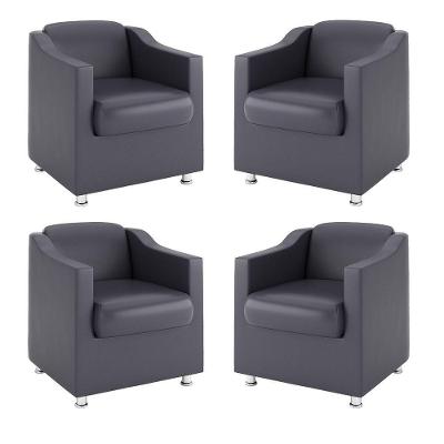 Kit 4 Poltronas Recepção Clínica Dentista Cinza