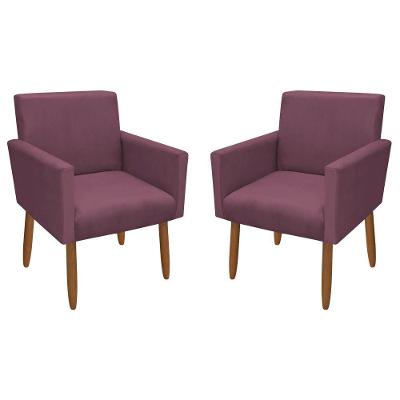 Kit 2 Poltronas Decorativa Nina Veludo Lilas