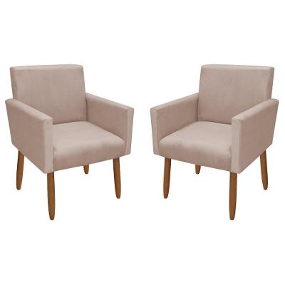 Kit 2 Poltronas Decorativa Nina Veludo Palha