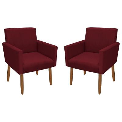 Kit 2 Poltronas Decorativa Nina Veludo Vermelho