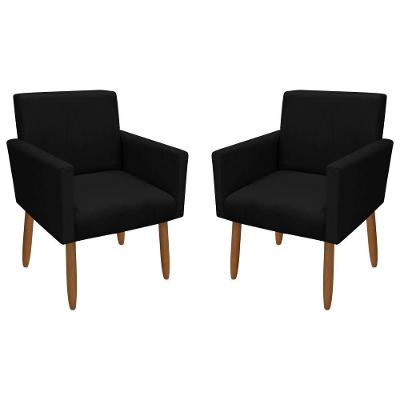 Kit 2 Poltronas Decorativa Nina Veludo Preto