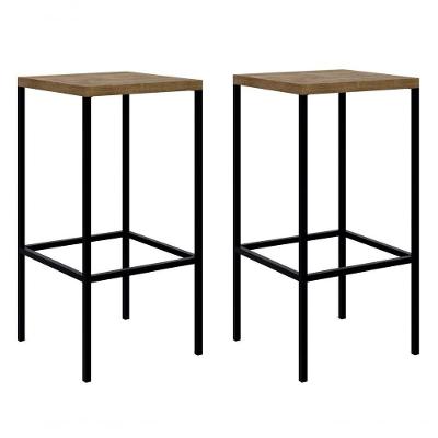 Kit Com 02 Banqueta Alta 27816 Vermont Preto Fosco