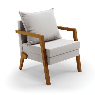 Poltrona Alice Veludo Base De Madeira - D'rossi Cor Cinza