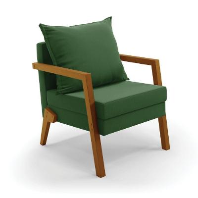 Poltrona Alice Suede Base De Madeira - D'rossi Cor Verde