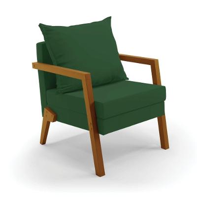 Poltrona Alice Veludo Base De Madeira - D'rossi Cor Verde