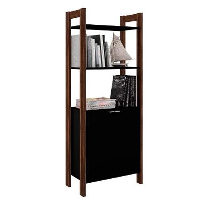 Estante Livreiro Multi 2 Portas Az1009 Preto nogal