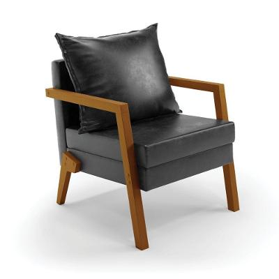 Poltrona Alice Veludo Marrom Base De Ferro Preto Cor Preto
