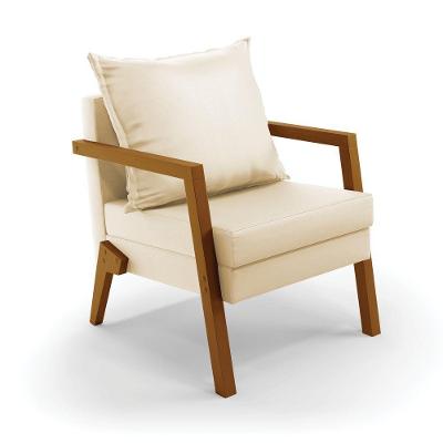Poltrona Alice Corino Base De Madeira - D'rossi Cor Bege