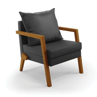 Poltrona Alice Corino Preto Base De Madeira - D'rossi