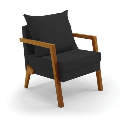 Poltrona Alice Veludo Base De Madeira - D'rossi Cor Preto