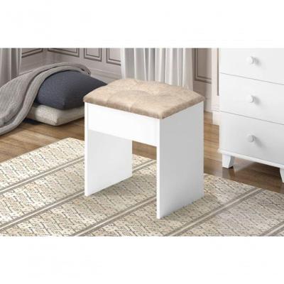 Banqueta Camarim Com Assento Em Sued Branco