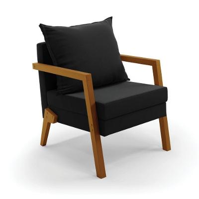 Poltrona Alice Suede Base De Madeira - D'rossi Cor Preto