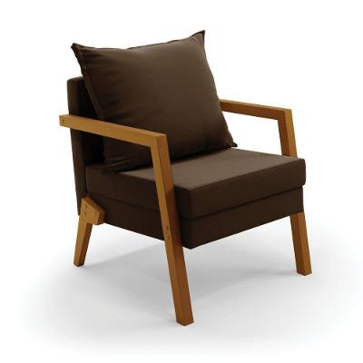Poltrona Alice Suede Base De Madeira - D'rossi Cor Marrom