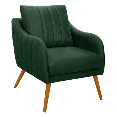 Poltrona Salem Veludo Pés Palito Castanho Cor Verde Militar