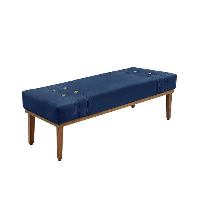 Recamier 195 Cm Suede Com Madeira Maciça Azul Marinho
