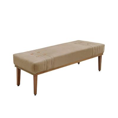Recamier Genova 195 Cm Luxo Suede Com Madeira Maciça Bege