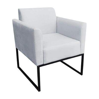 Poltrona Decorativa Base Industrial Preto Maressa S10 Suede Cinza - Ibiza