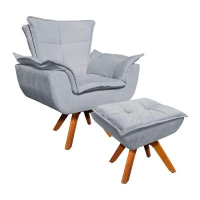 Poltrona Decorativa Base Giratória Giromad Com Puff Opla Suede Cinza - Ibiza