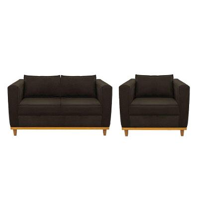Kit Sofá 2 Lugares Poltrona Europa Corano Marrom
