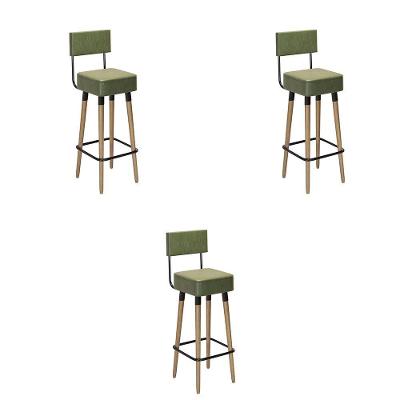 Conjunto 3 Banquetas Barcelona Tecido Sintético Verde