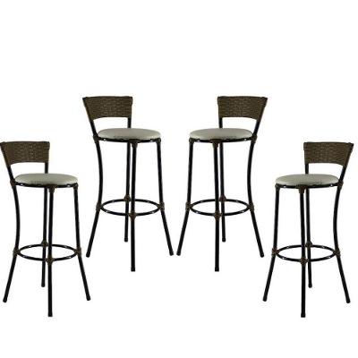 Kit 4 Banquetas Altas Forts Aço Fibra Pequi Branco Gelo