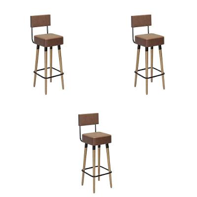 Conjunto 3 Banquetas Barcelona Tecido Sintético Café