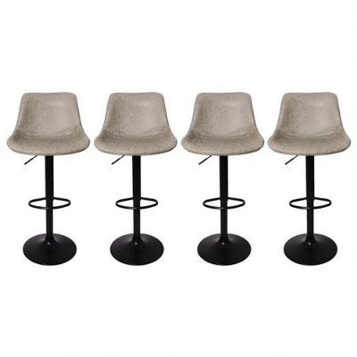 Kit 4 Banquetas Estofadas c/encosto p/Cozinha Gir.Cinza