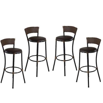 Kit 4 Banquetas Altas Forts Fibra Aço Acesse Argila Marrom