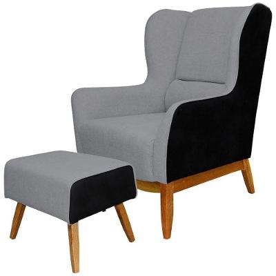 Poltrona Base Madeira E Puff Milena C05 C416 Domi