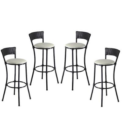 4 Banquetas Altas Forts Fibra Aço Acesse Preto Branco Gelo