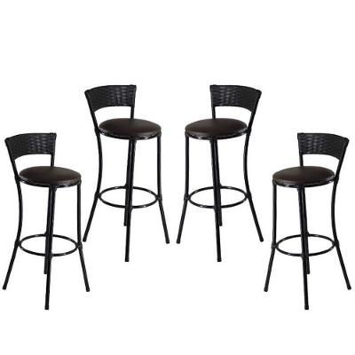 Kit 4 Banquetas Altas Forts Fibra Aço Acesse Preto Marrom