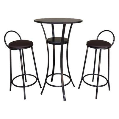 Kit Bistrô 1 Mesa E 2 Banquetas Linha Prato Preto