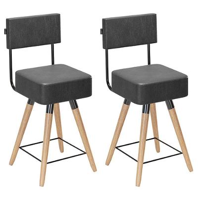 Kit 02 Banquetas 73Cm C/ Encosto Corano Preto
