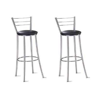 Kit 2 Banquetas Para Bancada Cromada Tam Médio Preto