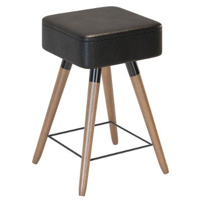 Banqueta Baixa Rio 50X32Cm Com Pés Palito Corano Preto