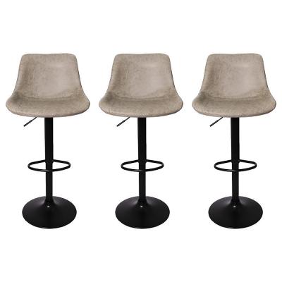 Kit 3 Banquetas Estofadas c/encosto p/Cozinha Gir.Cinza