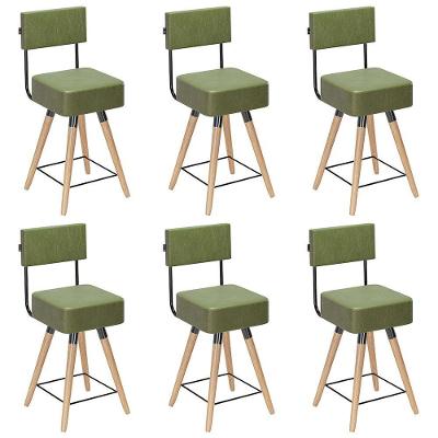 Kit 06 Banquetas Cadeiras 73cm Com Encosto Corano Verde