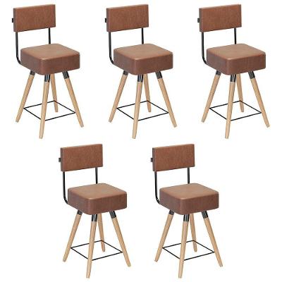 Kit 05 Banquetas Cadeiras 73cm Com Encosto Corano Coffee