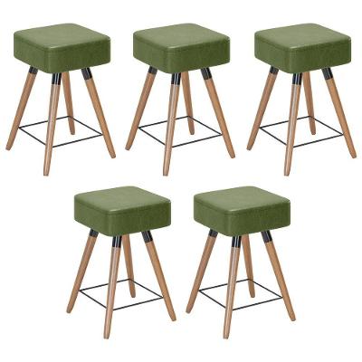 Kit 05 Banquetas Baixas 50x32cm Com Pés Palito Corano Verde