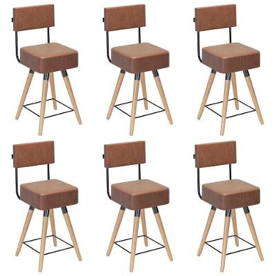 Kit 06 Banquetas Cadeiras 73cm Com Encosto Corano Coffee