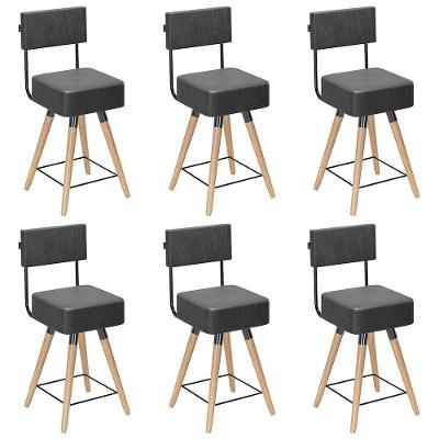 Kit 06 Banquetas Cadeiras 73cm Com Encosto Corano Preto