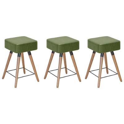 Kit 03 Banquetas Baixas 50x32cm Com Pés Palito Corano Verde
