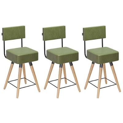 Kit 03 Banquetas Cadeiras 73cm Com Encosto Corano Verde