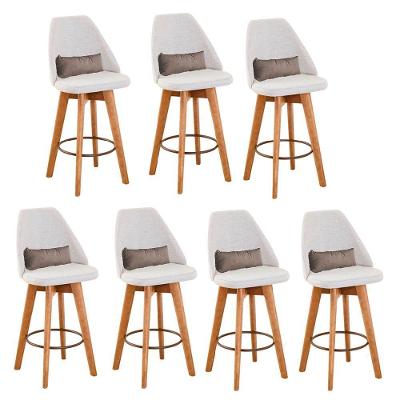 Kit 07 Banquetas Bege Claro E Almofada Suede Bege