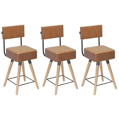 Kit 03 Banquetas Cadeiras 73cm Com Encosto Corano Amarula