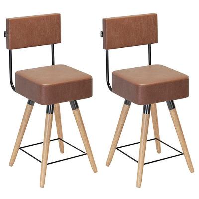 Kit 02 Banquetas Cadeiras 73cm Com Encosto Corano Coffee