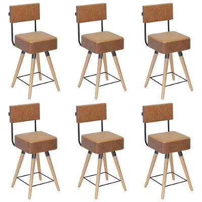 Kit 06 Banquetas Cadeiras 73cm Com Encosto Corano Amarula