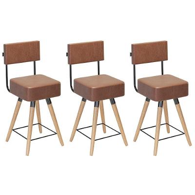Kit 03 Banquetas Cadeiras 73cm Com Encosto Corano Coffee