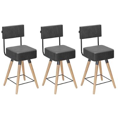 Kit 03 Banquetas Cadeiras 73cm Com Encosto Corano Preto