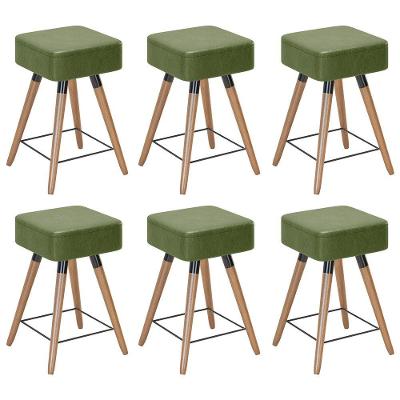 Kit 06 Banquetas Baixas 50x32cm Com Pés Palito Corano Verde